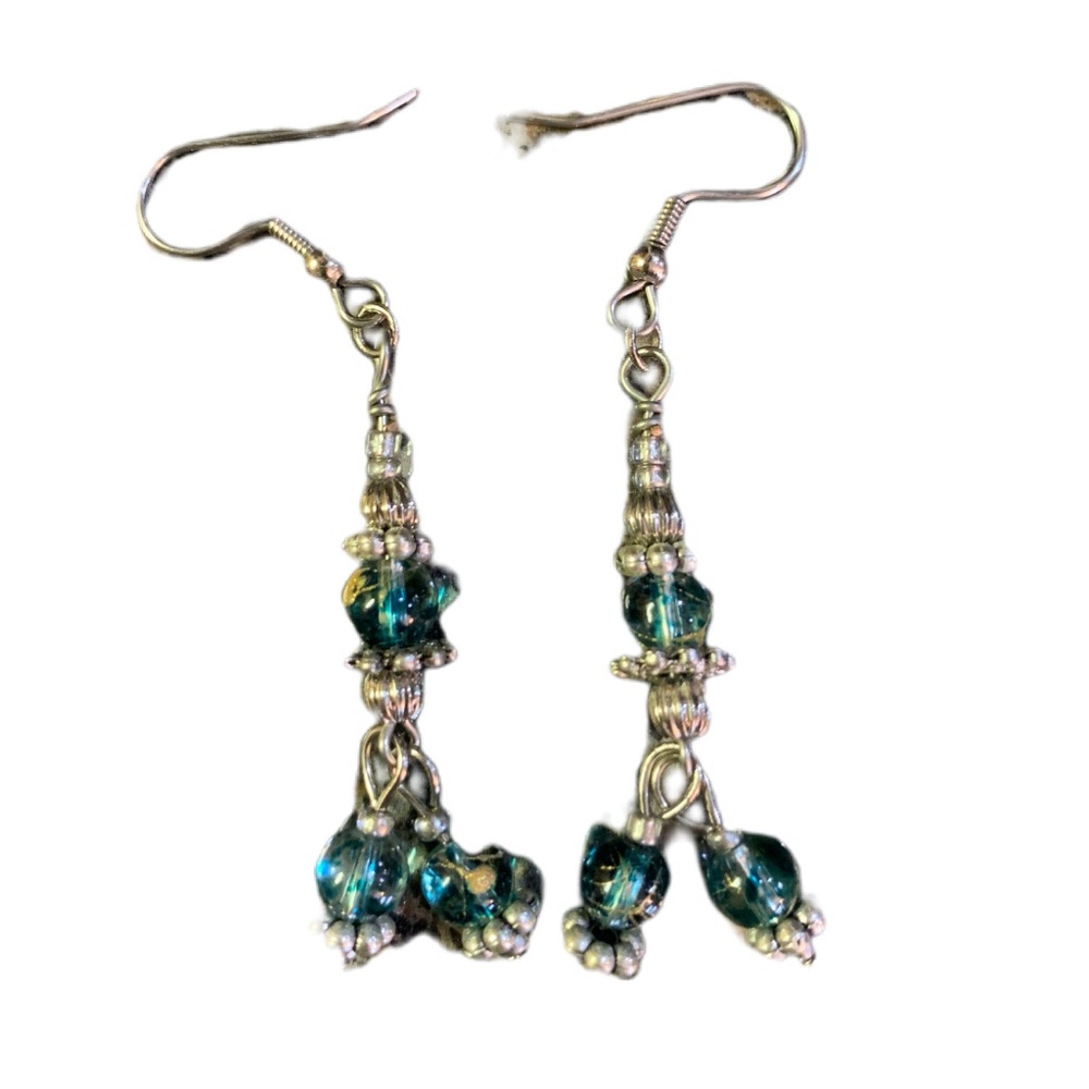 Handcrafted Glass Beaded Silver Earrings